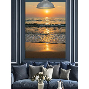 Altın Gün Batımı Dekoratif Kanvas - Mdf Ahşap Tablo 70x100 cm
