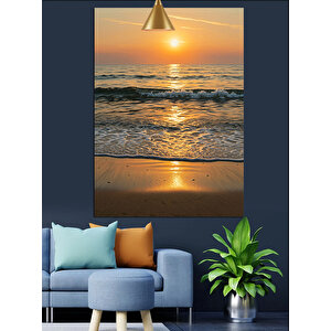 Altın Gün Batımı Dekoratif Kanvas - Mdf Ahşap Tablo 70x100 cm