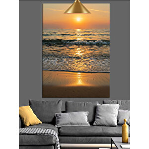 Altın Gün Batımı Dekoratif Kanvas - Mdf Ahşap Tablo