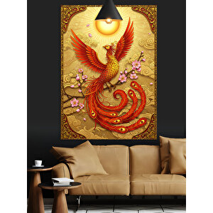 Altın Tüyleri Anka Kuşu Dekoratif Kanvas - Mdf Ahşap Tablo 35x50 cm