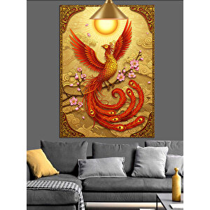 Altın Tüyleri Anka Kuşu Dekoratif Kanvas - Mdf Ahşap Tablo 35x50 cm