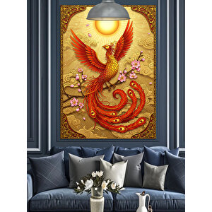 Altın Tüyleri Anka Kuşu Dekoratif Kanvas - Mdf Ahşap Tablo 35x50 cm