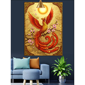 Altın Tüyleri Anka Kuşu Dekoratif Kanvas - Mdf Ahşap Tablo