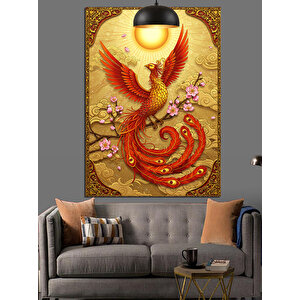 Altın Tüyleri Anka Kuşu Dekoratif Kanvas - Mdf Ahşap Tablo