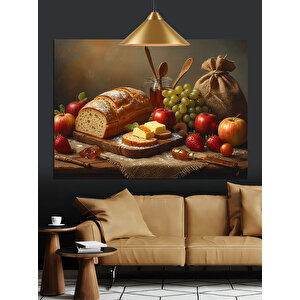 Meyve Ve Ekmek Sofrası Dekoratif Kanvas - Mdf Ahşap Tablo