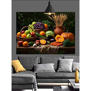 Meyve Ve Tahıllı Sofra Dekoratif Kanvas - Mdf Ahşap Tablo