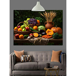 Meyve Ve Tahıllı Sofra Dekoratif Kanvas - Mdf Ahşap Tablo