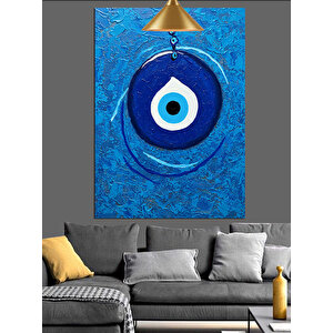 Mavi Nazar Boncuğu Dekoratif Kanvas - Mdf Ahşap Tablo 25x35 cm