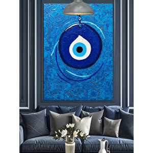 Mavi Nazar Boncuğu Dekoratif Kanvas - Mdf Ahşap Tablo