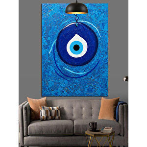 Mavi Nazar Boncuğu Dekoratif Kanvas - Mdf Ahşap Tablo