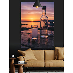 Gün Batımı Ve Rakı Dekoratif Kanvas - Mdf Ahşap Tablo