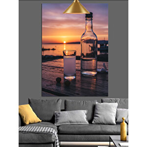 Gün Batımı Ve Rakı Dekoratif Kanvas - Mdf Ahşap Tablo
