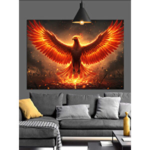 Alevler İçinde Kızıl Anka Dekoratif Kanvas - Mdf Ahşap Tablo 70x100 cm