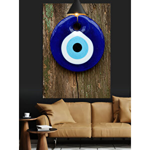 Tahta Ve Nazar Boncuğu Dekoratif Kanvas - Mdf Ahşap Tablo