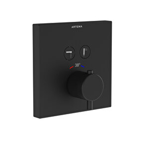 Aquaheat A4274636 Square Ankastre Termostatik Banyo Bataryası, Mat Siyah