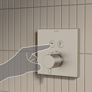 Aquaheat A4274634 Square Ankastre Termostatik Banyo Bataryası, Fırçalı Nikel