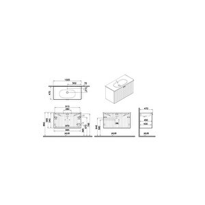 Vitra Root Groove 69316 Lavabo Dolabı, 100 Cm, Mat Retro Yeşil