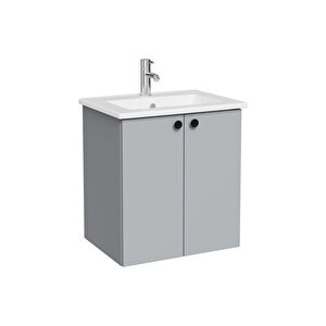 Vitra Shift T20 Lavabo Dolabı 81011, 60 Cm, Kül Gri, Lavabolu, Çift Kapaklı, Yavaş Kapanır