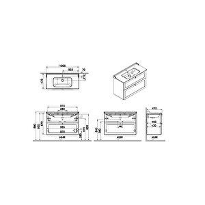 Vitra Root Classic 68891 Lavabo Dolabı, İki Çekmeceli, Mat Açık Gri, 100 Cm