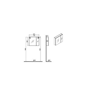 Vitra Shift T20 Aynalı Banyo Dolabı 81007, 80 Cm, Sağ Kapaklı, Kül Gri, Asma Tip, Yavaş Kapanır