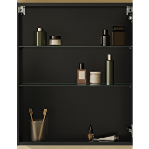 Vitra Mia 67710 Asimetrik Dolaplı Ayna, Parlak Antrasit, 60 Cm