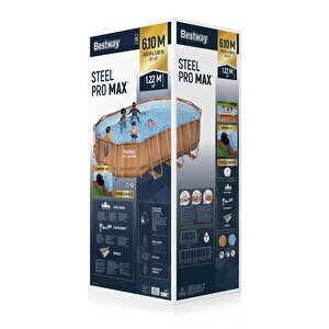 Bestway® 56719 Power Steel™ Comfort Jet™ Serisi Prefabrik Yer Üstü Havuz Seti 6,10 M X 3,66 M X 1,22 M