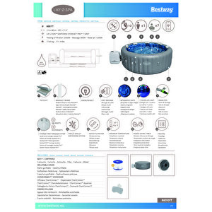 Lay-z-spa® 6001t Santorini Smart Hydrojet Pro™ Enerji Tasarruflu Şişme Spa Havuzu, Mobil Uygulama Kontrollü, 5-7 Kişilik