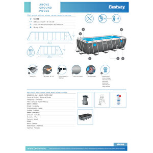 Bestway® Steel Pro Max™ Splashview™ 561mb Dikdörtgen Yerüstü Havuz Seti 4,88 M X 2,44 M X 1,22 M