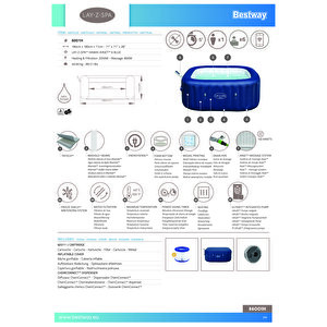 Lay-z-spa® Hawaii Smart Airjet™ 6001h Enerji Tasarruflu Şişme Spa Havuzu, Mobil Uygulama Kontrollü, 4-6 Kişilik