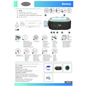 Lay-z-spa® Cabo Smart Hydrojet™ 6001r Enerji Tasarruflu Şişme Spa Havuzu, Mobil Uygulama Kontrollü, 4-6 Kişilik