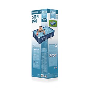 Bestway® 56411 Steel Pro® Dikdörtgen Yerüstü Prefabrik Havuz Seti 3,00 M X 2,01 M X 66