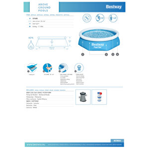 Bestway® 57450 Fast Set™ Çember Şişme Havuz Seti 2.44 M X 61 Cm