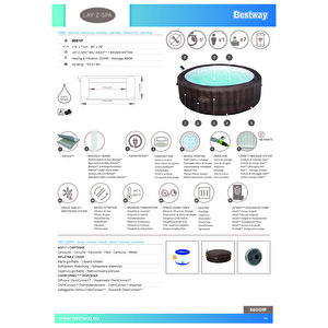 Lay-z-spa® Bali Smart Airjet™ 6001p Enerji Tasarruflu Şişme Spa Havuzu, Mobil Uygulama Kontrollü, 5-7 Kişilik