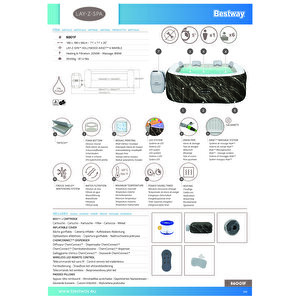 Lay-z-spa® 6001f Hollywood Energy-efficient Luxe Airjet™ Şişme Spa Havuzu, Led Işıklı, 4-6 Kişilik