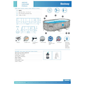 Bestway® 56946 Power Steel™ Vista Serisi 2-  Prefabrik Yer Üstü Havuz Seti 4,88 M X 3,05 M X 1,07 M