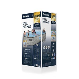 Bestway® 56946 Power Steel™ Vista Serisi 2-  Prefabrik Yer Üstü Havuz Seti 4,88 M X 3,05 M X 1,07 M