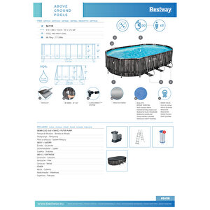 Bestway® 5611r Power Steel™ Prefabrik Yer Üstü Havuz Seti 6,10m X 3,66 M X 1,22 M