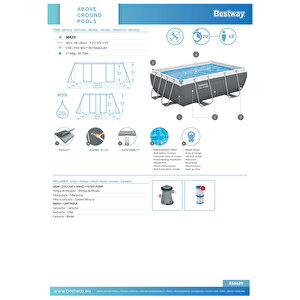 Bestway® 56629 Steel Pro Max™ Prefabrik Yer Üstü Havuz Seti 2,82 M X 1,96 M X 84 Cm