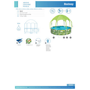 Bestway® 56432 Uv Careful™ Gölgelikli Prefabrik Yer Üstü Çember Havuz