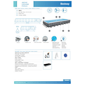 Bestway® 56623 Power Steel™ Prefabrik Dikdörtgen Yer Üstü Havuz Seti 9,56 M X 4,88 M X 1,32 M