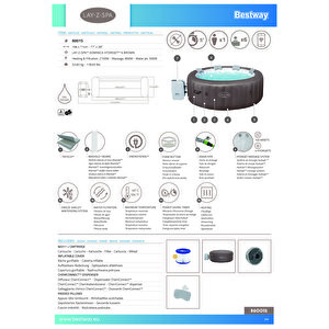 Lay-z-spa® Dominica Smart Hydrojet™ 6001s Enerji Tasarruflu Şişme Spa Havuzu, Mobil Uygulama Kontrollü, 4-6 Kişilik
