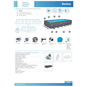 Bestway® Apx 365™ 561kg  Dikdörtgen Prefabrik Havuz Seti 7,32 M X 3,66 M X 1,32 M