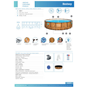 Bestway® 56977 Power Steel™ Vista Serisi 2-  Prefabrik Yer Üstü Havuz Seti 5,49 M X 1,22 M