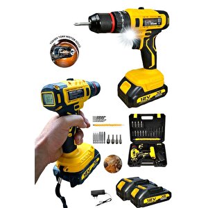 Çift Akülü Darbeli Şarjlı Matkap Dijital Göstergeli Akülü Vidalama 12v