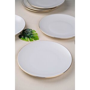 Tabak Evi Porselen Altın Yaldız Pasta Tabağı 20,50cm 6 Li