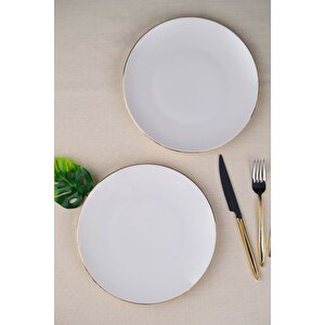 Tabak Evi Porselen Altın Yaldız Pasta Tabağı 20,50cm 2 Li̇