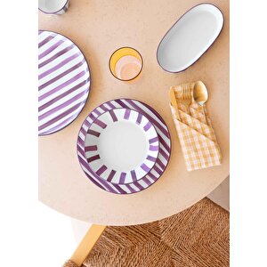 The Mia Joy Oval Servis 2li Set Mor 11x21x3 Cm