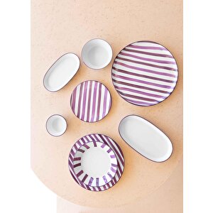 The Mia Joy Oval Servis 2li Set Mor 14x26x3 Cm