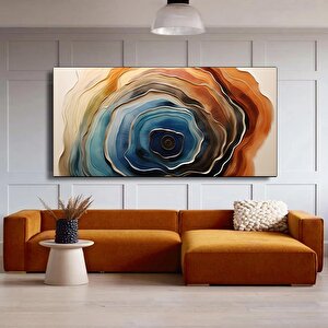 Ekstra Büyük Modern Soyut Tablo – Yatak Başlığı, Altın Dokunuşlu Duvar Dekoru 60x120 cm