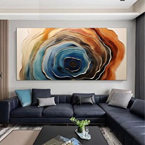 Ekstra Büyük Modern Soyut Tablo – Yatak Başlığı, Altın Dokunuşlu Duvar Dekoru